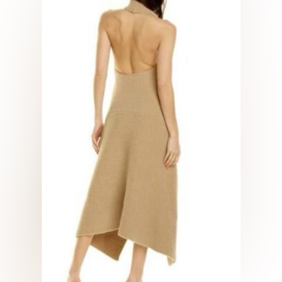Cult Gaia NWT Akiko Knit Dress Halter Sand Wool Alpaca Open Back Size Small - Picture 10 of 10